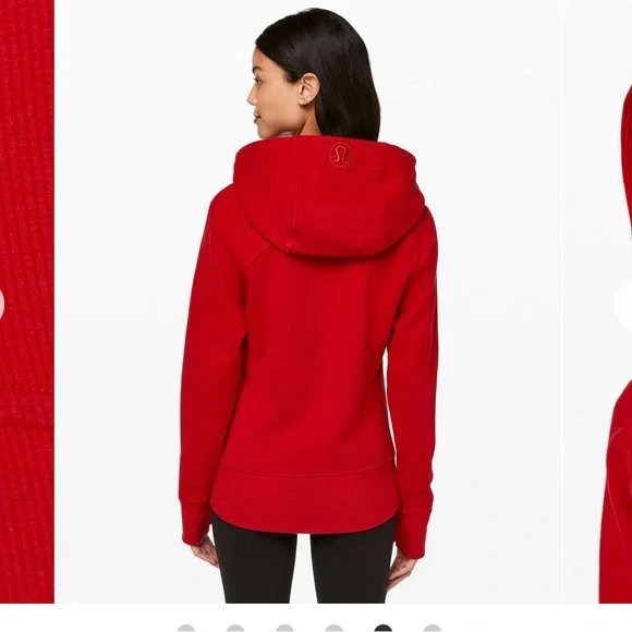 Lululemon Fitted Full Zip Scuba Hoodie Jacket Dark Red EUC Sz 8 - Picture 7 of 8